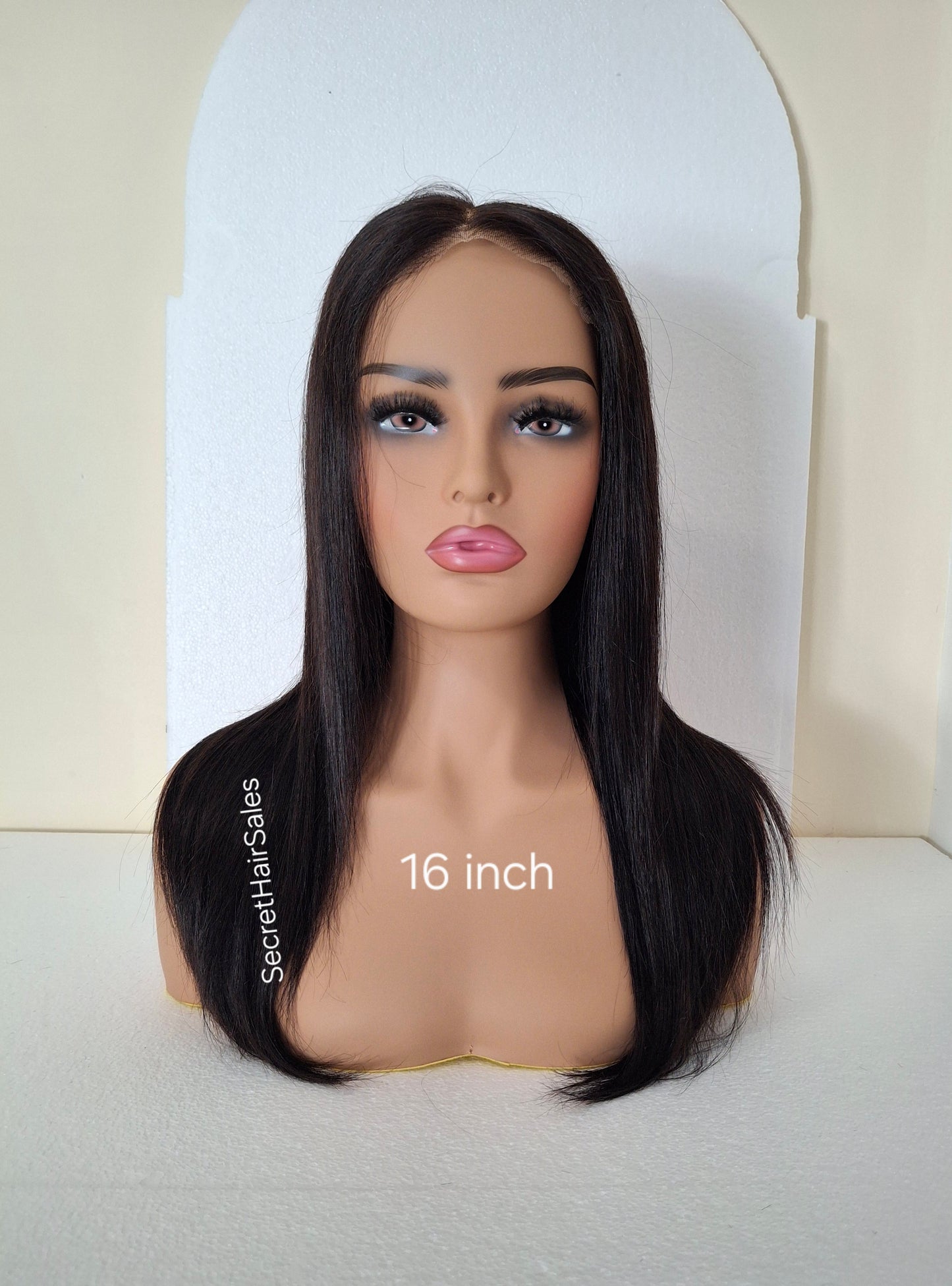 Dixie glueless wig, lace closure 100% human hair, Medium size, soft black