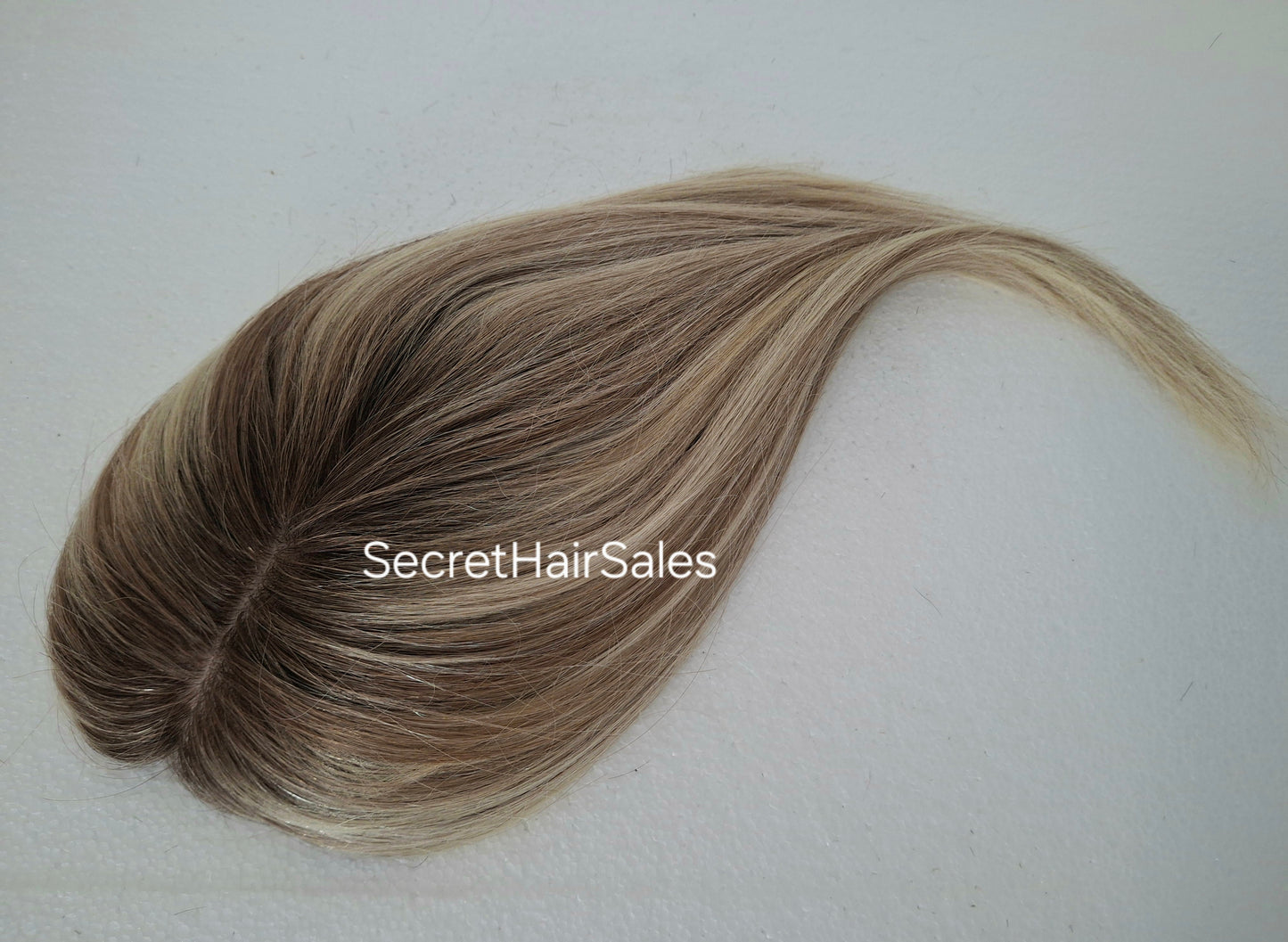 Mila silk topper, 100% human hair, 5x6 inch base, cookies and cream 12 inch