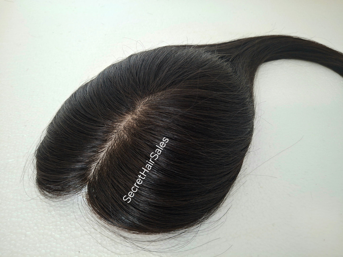 Bella lace front silk and weft base topper, 100% human hair, 6x7inch base, 16inches long, soft black