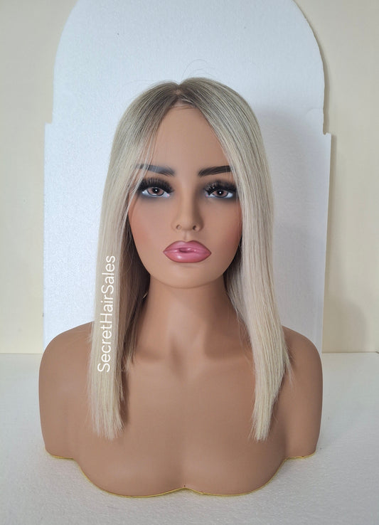 Lila medical wig, 100% human Remy hair, silk top, lace front, low density glueless wig, whipped cream