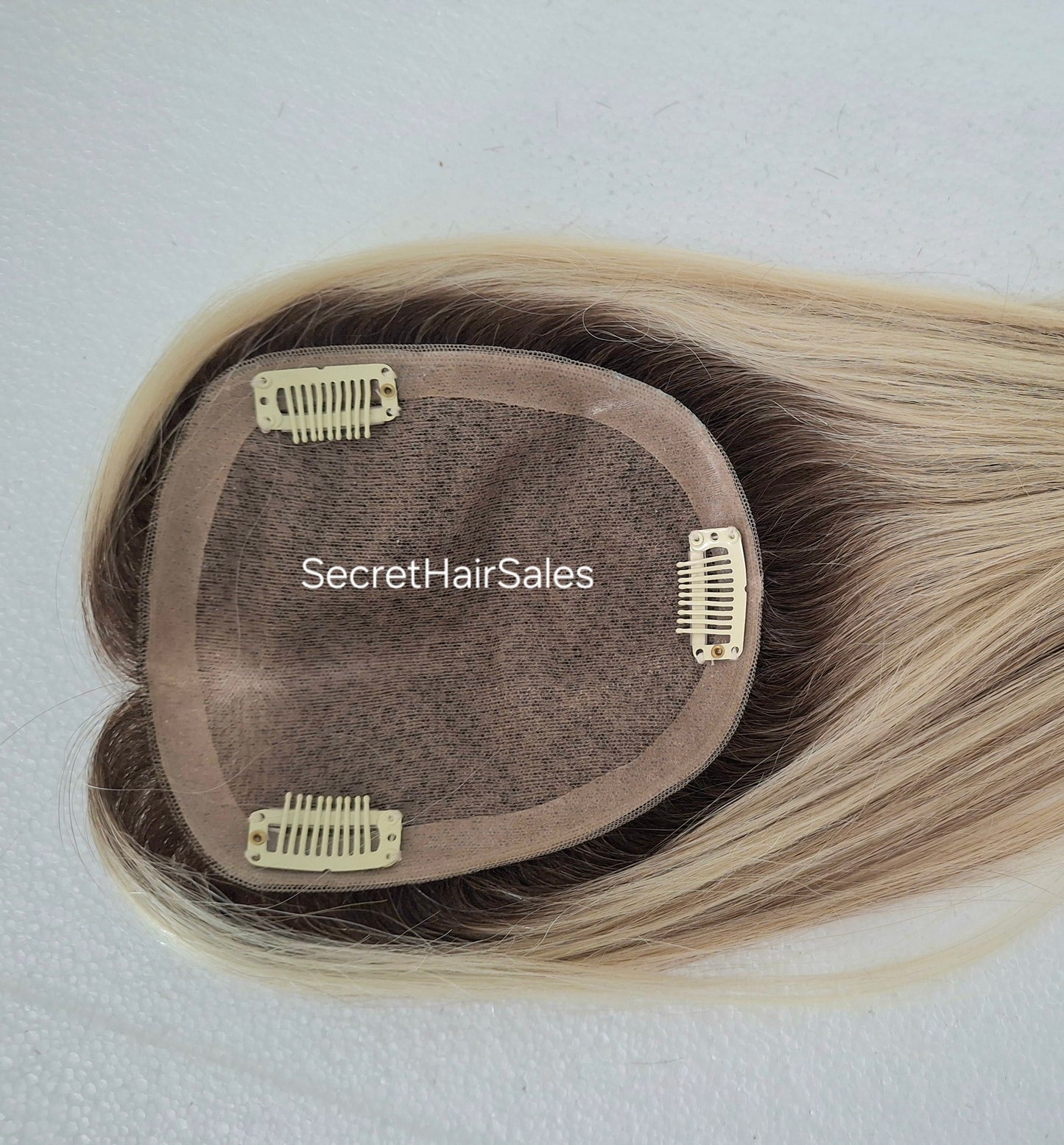 Mila silk topper, 100% human hair, 5x6 inch base, cookies and cream 12 inch