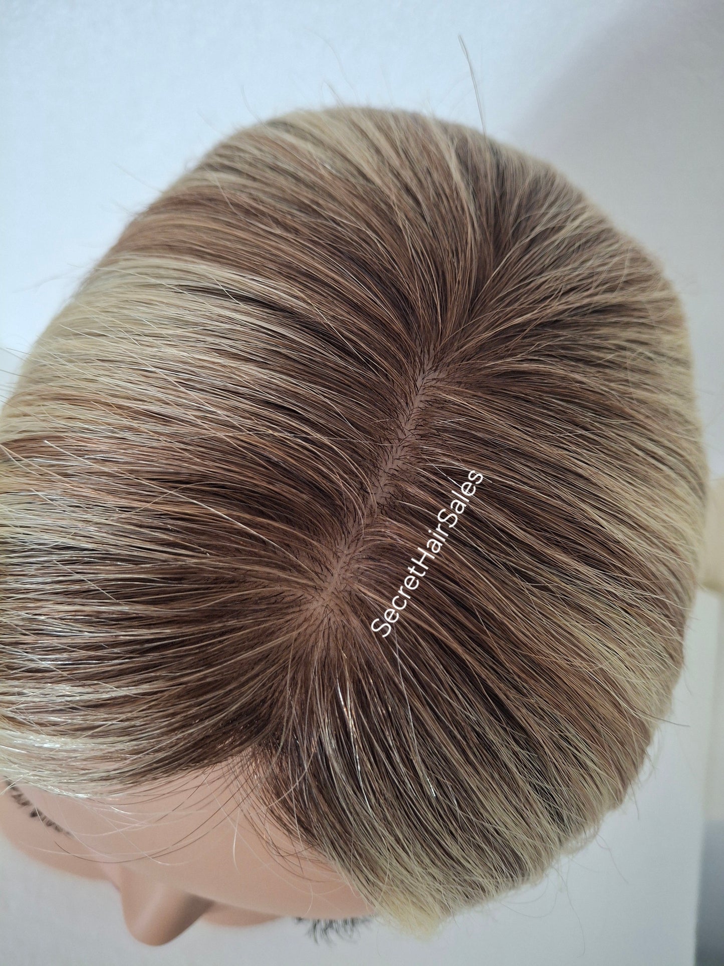 Mila silk topper, 100% human hair, 5x6 inch base, cookies and cream 12 inch