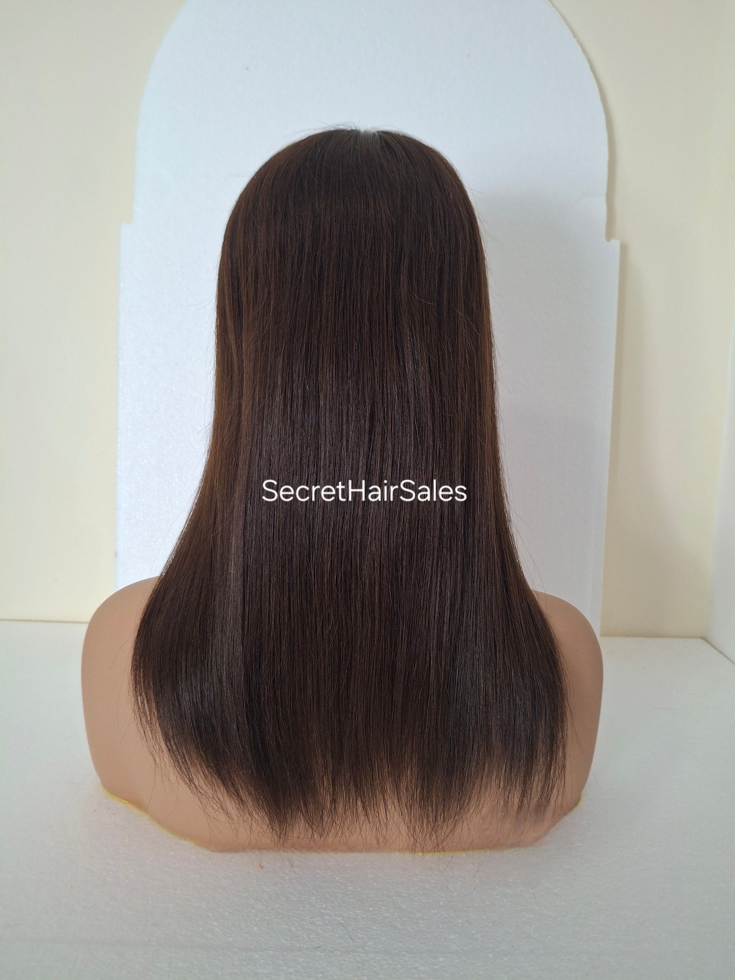 Bella lace front silk and weft base topper, 100% human hair, 6x7inch base, 16inches long, Americano