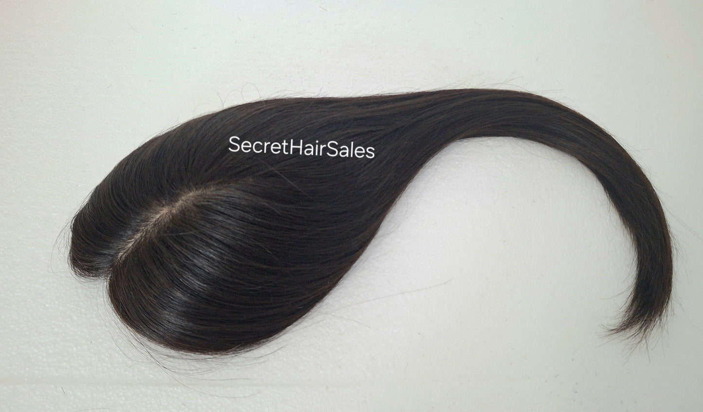 Bella lace front silk and weft base topper, 100% human hair, 6x7inch base, 16inches long, soft black