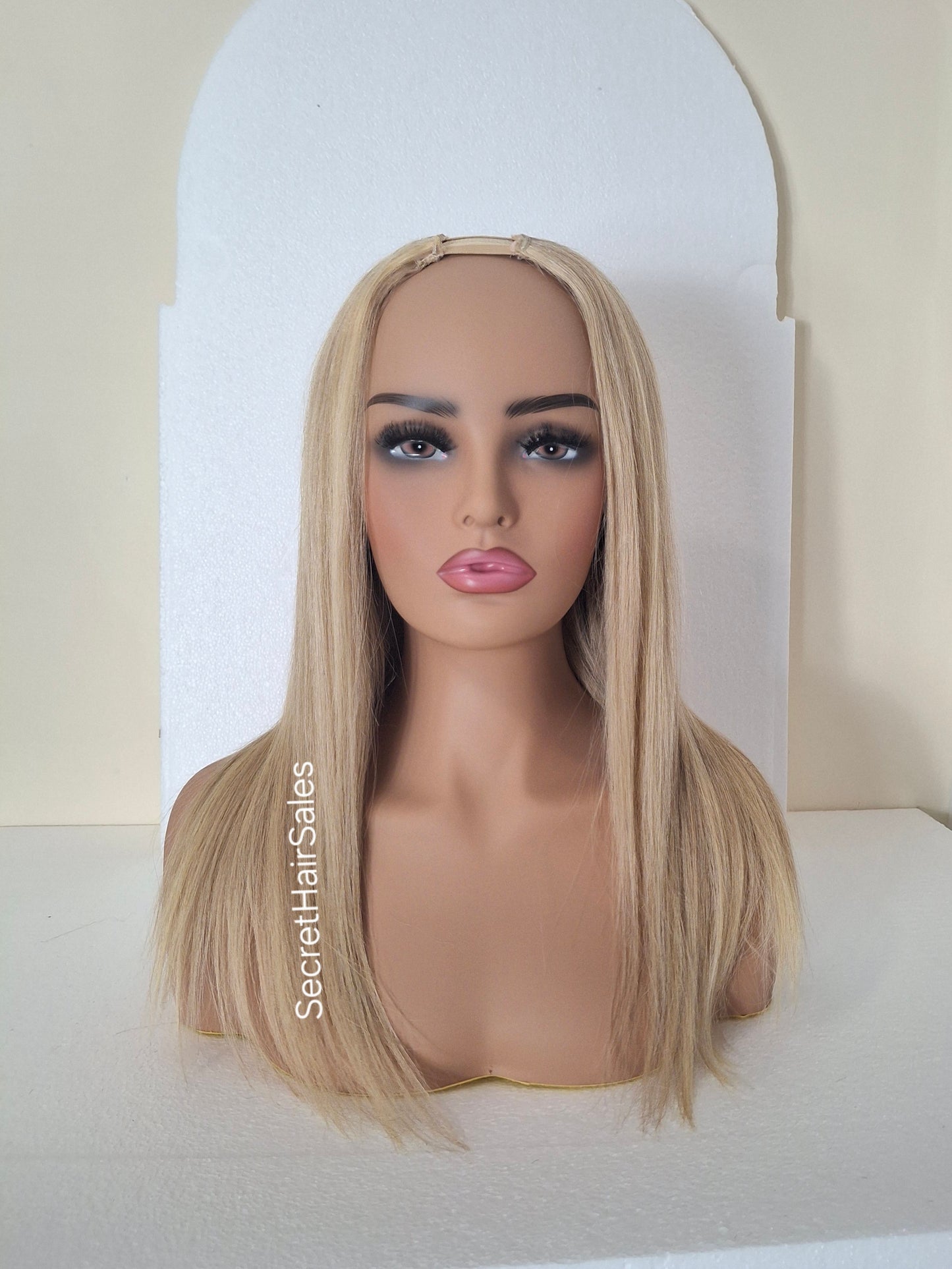 Grace U part wig, 100% human Remy hair, fashion, quick and easy fashion wig, ash blonde and light blonde