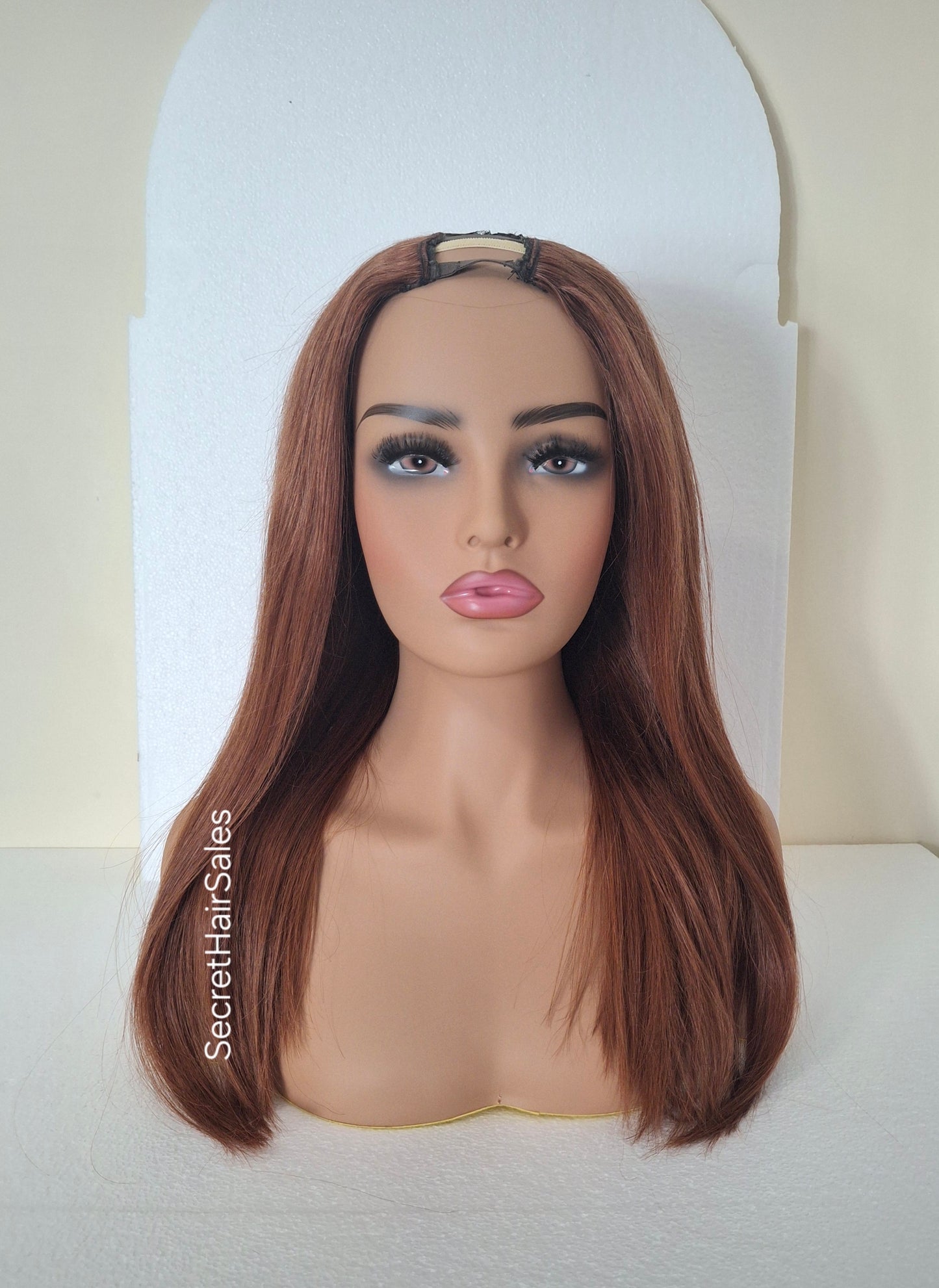 Grace U part wig, 100% human Remy hair, fashion, quick and easy fashion wig, dark auburn