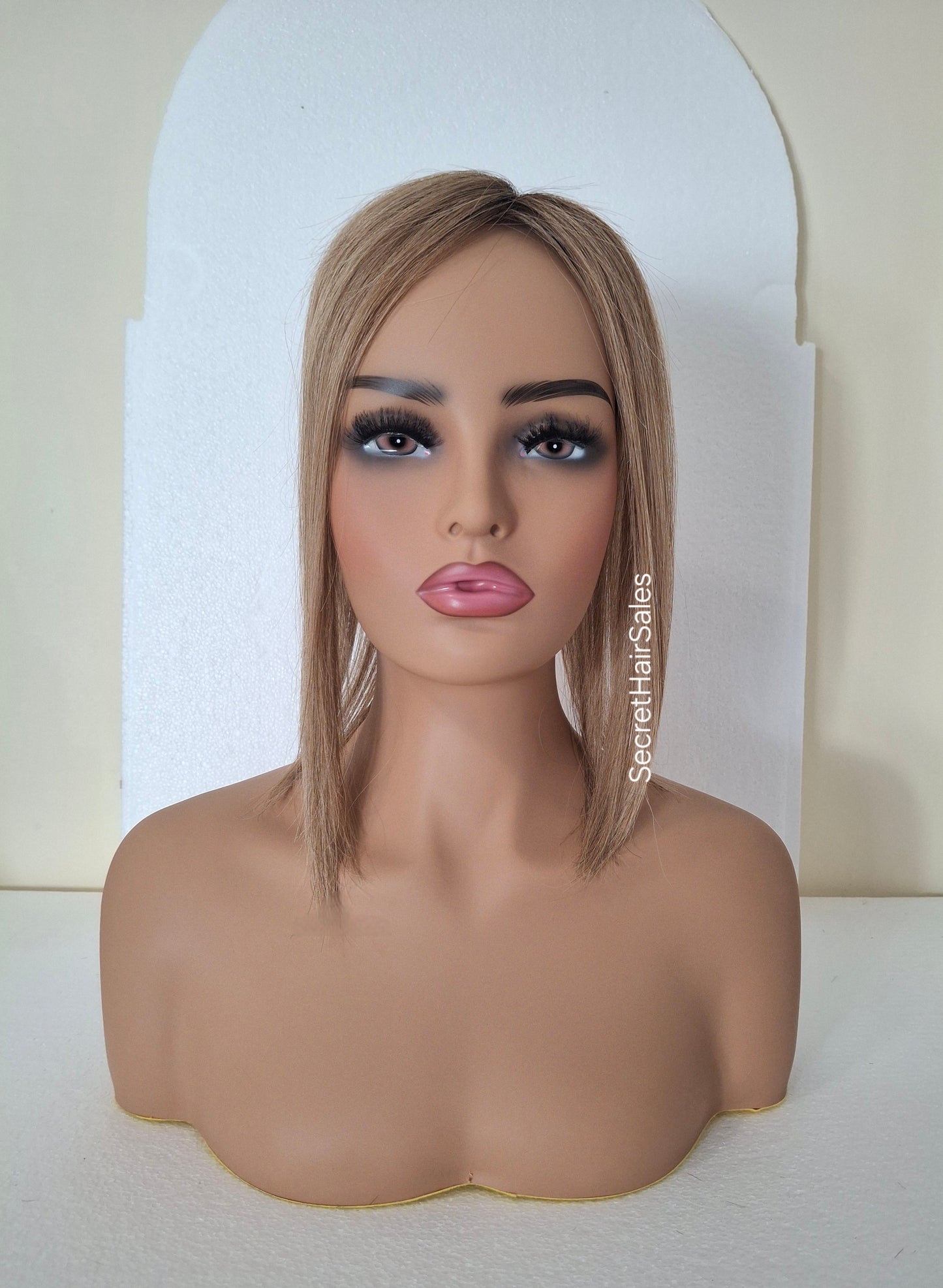 Mila silk topper, 100% human hair, 5x6 inch base, golden syrup 12 inch