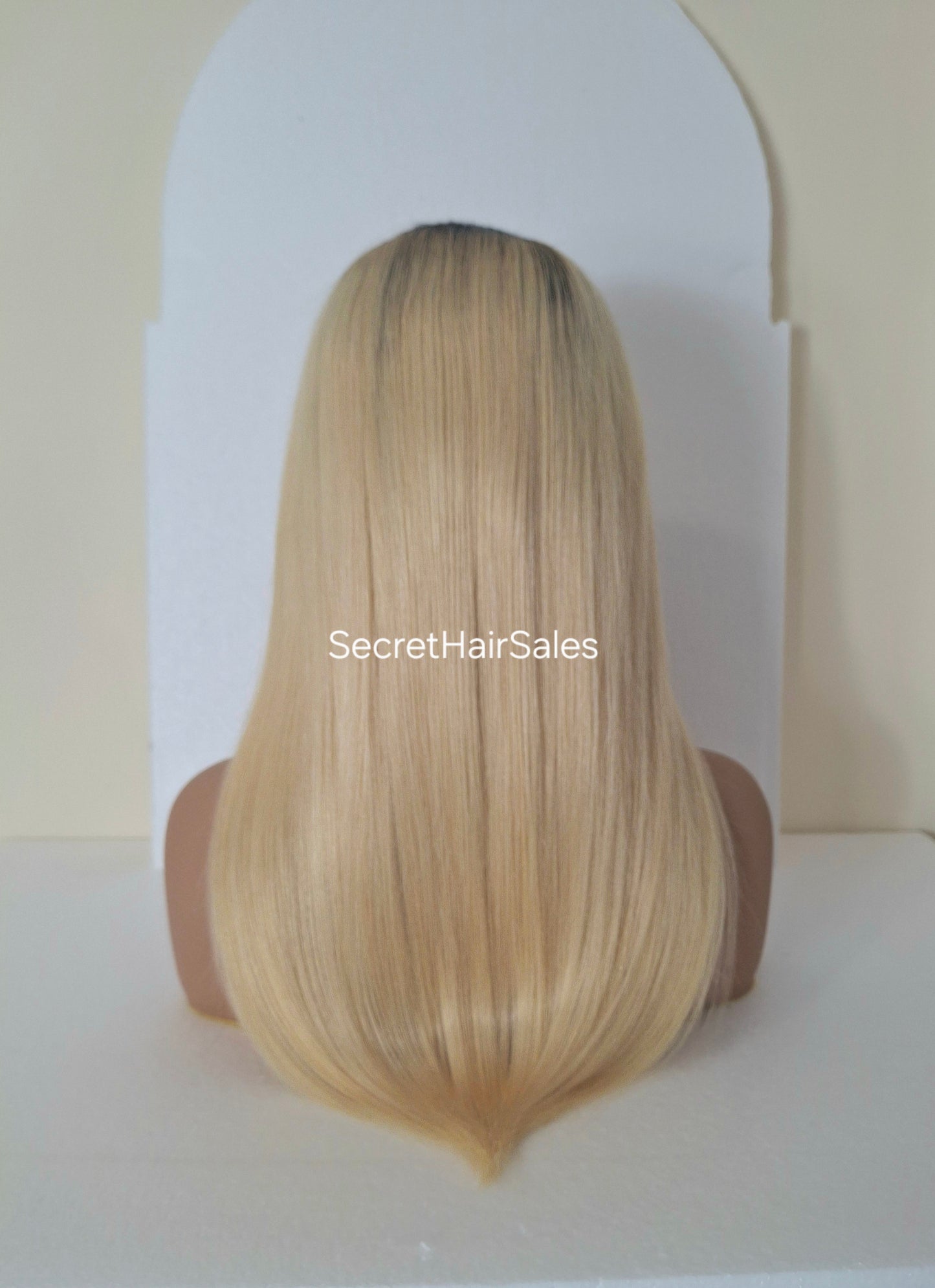 Grace U part wig, 100% human Remy hair, fashion, quick and easy fashion wig, light blonde dark root
