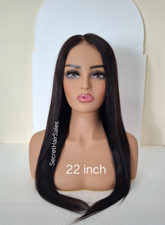 Dixie glueless wig, lace closure 100% human hair, Medium size, soft black