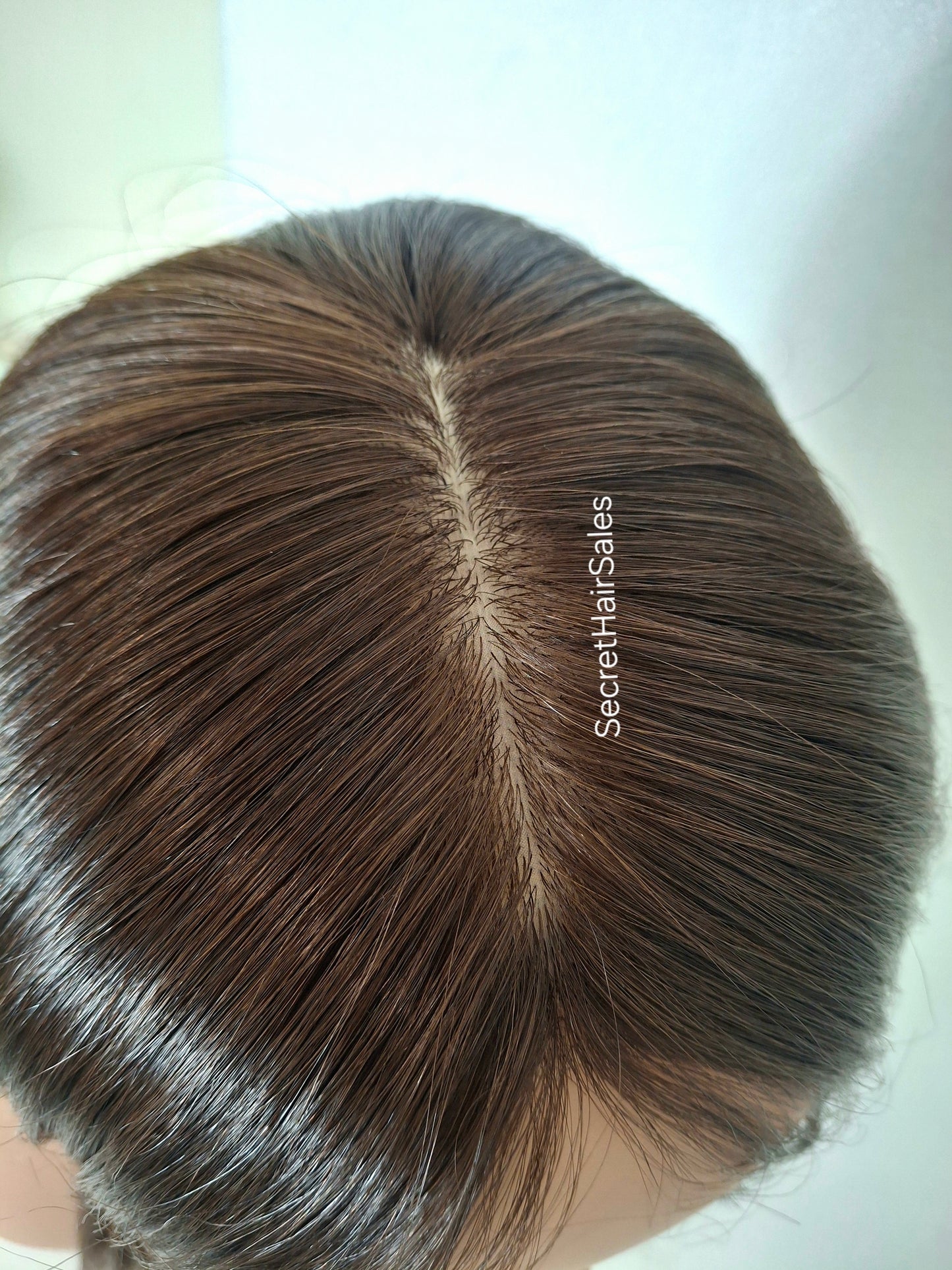 Bella lace front silk and weft base topper, 100% human hair, 6x7inch base, 16inches long, Americano