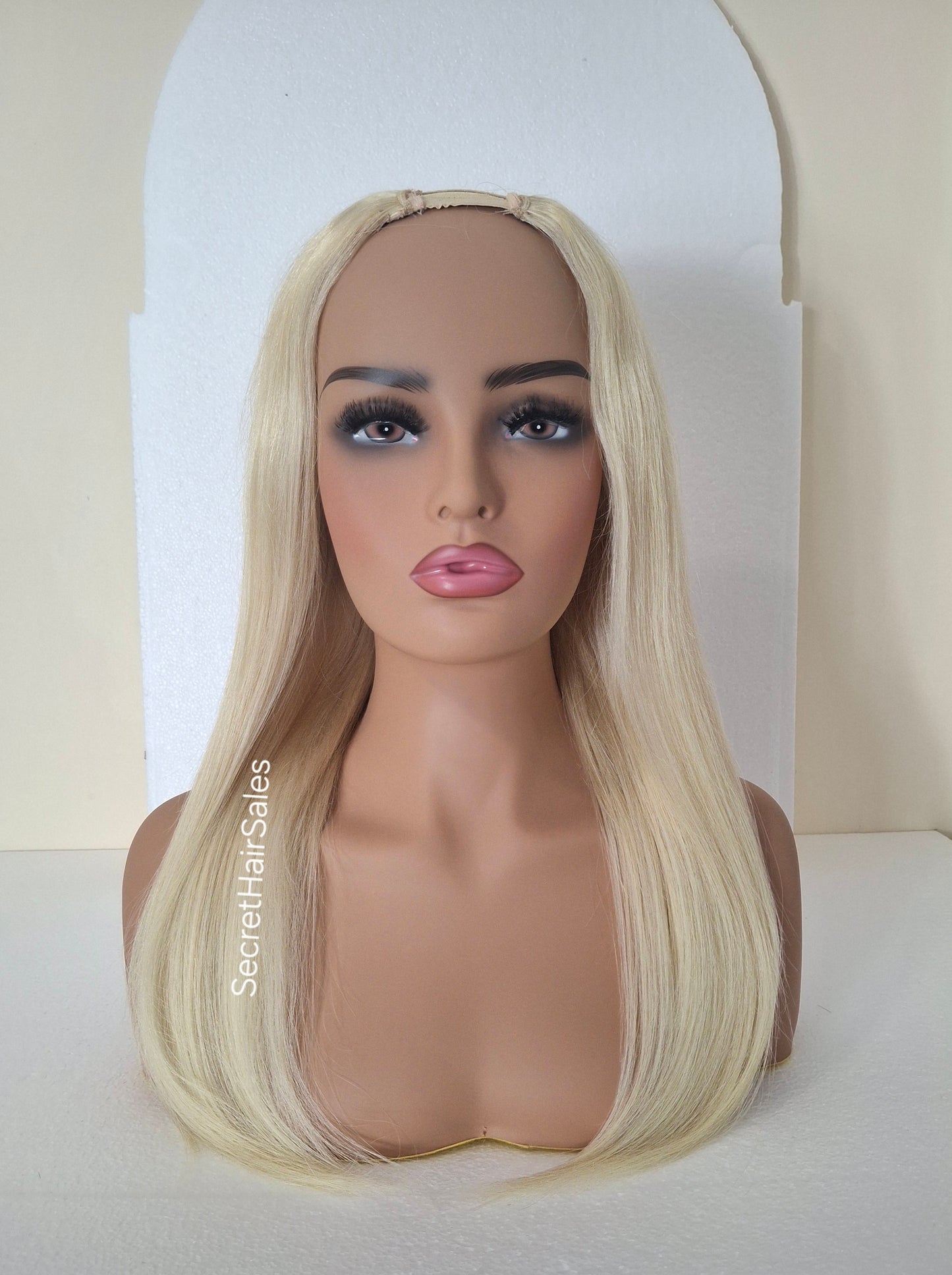 Grace U part wig, 100% human Remy hair, fashion, quick and easy fashion wig, lightest blonde