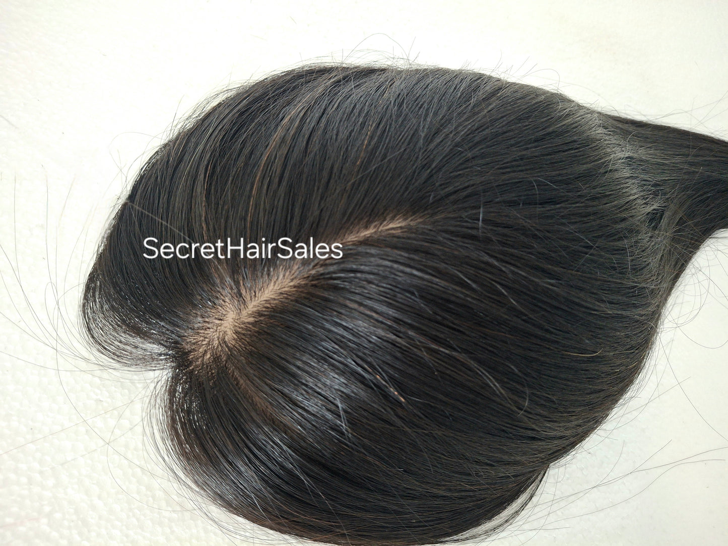 Mila silk topper, 100% human hair, 5.5x6 inch base, soft black 14 inches