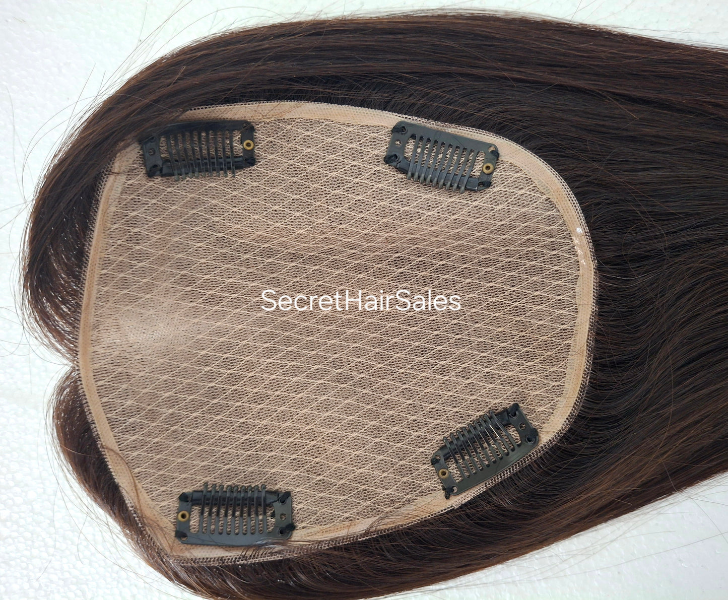 Mila silk topper, 100% human hair, 5.5x6 inch base,  bitter chocolate, 14 inches