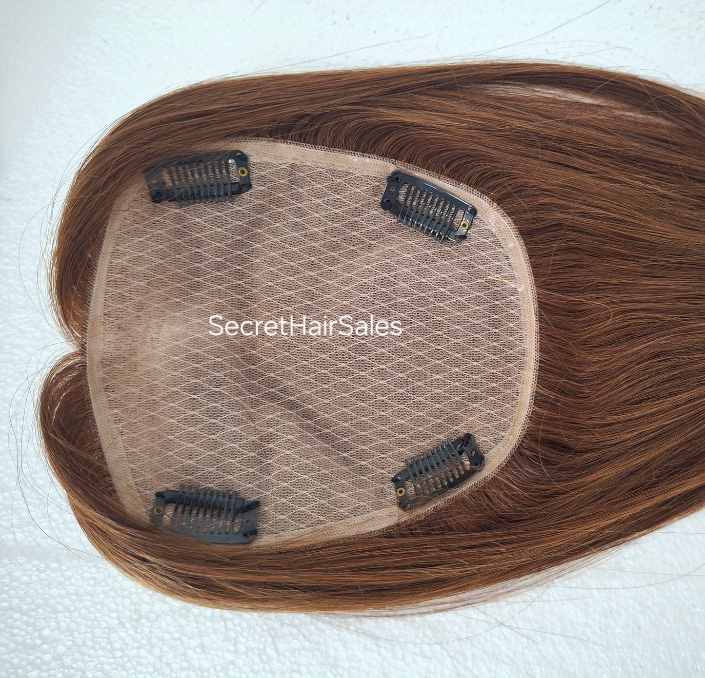 Mila silk topper, 100% human hair, 5.5x6 inch base,  copper cinnamon, 14 inches