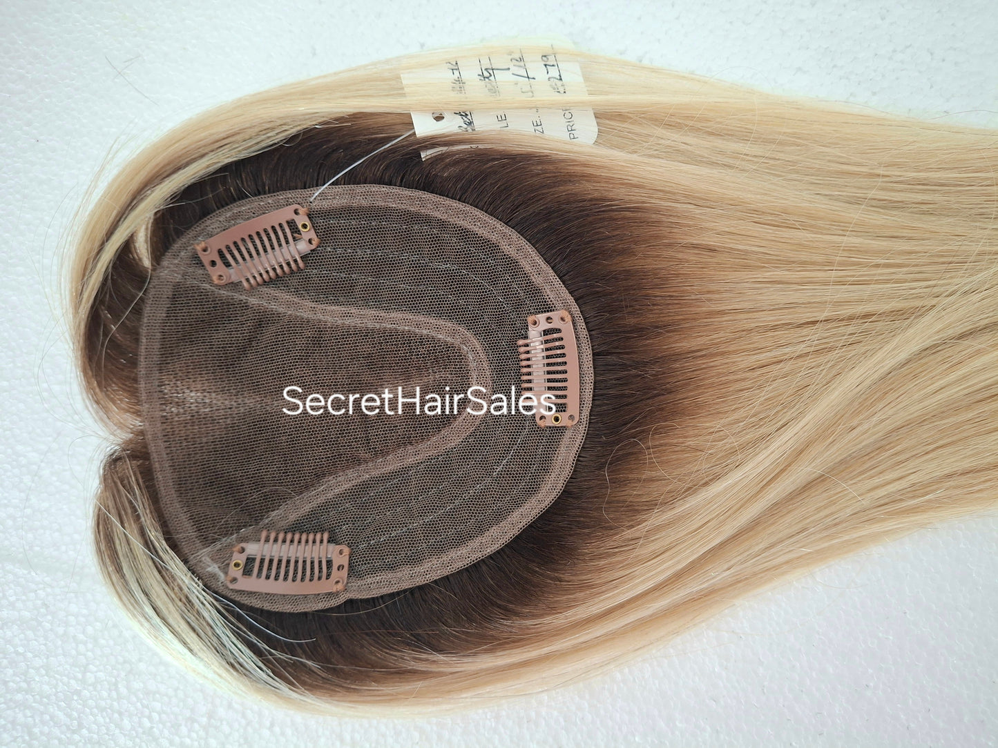 Betty lace and weft mini topper, 100% human hair, lightweight and breathable, great for beginners, honey blonde