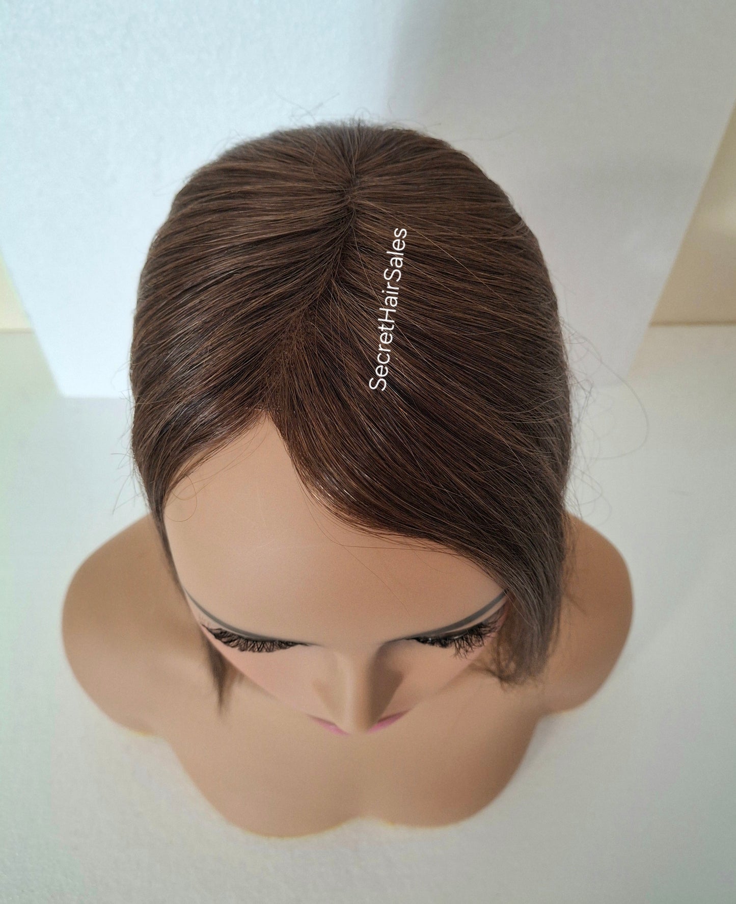 Betty lace and weft mini topper, 100% human hair, lightweight and breathable, great for beginners, dark chocolate
