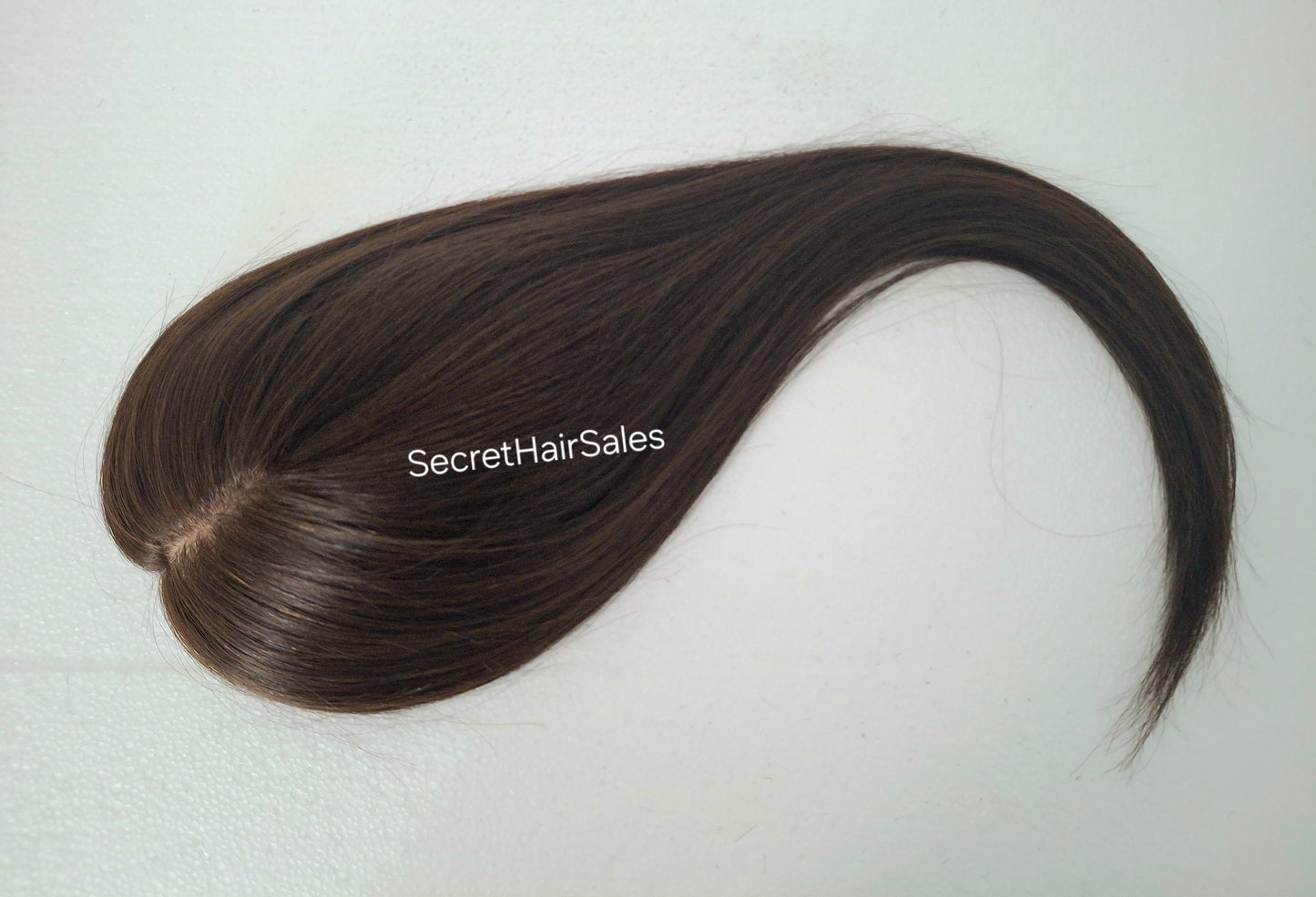 Bella lace front silk and weft base topper, 100% human hair, 6x7inch base, 16inches long, dark chocolate