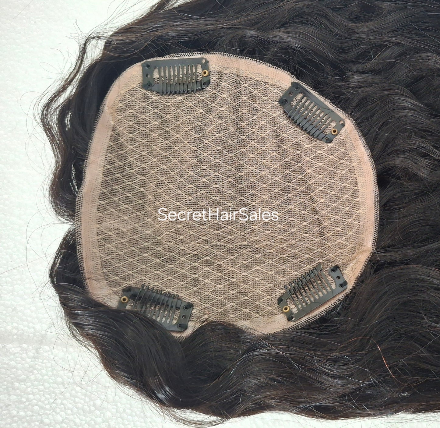 Mila silk topper, 100% human hair, 5.5x6 inch base, soft black virgin hair, water wave 20 inches