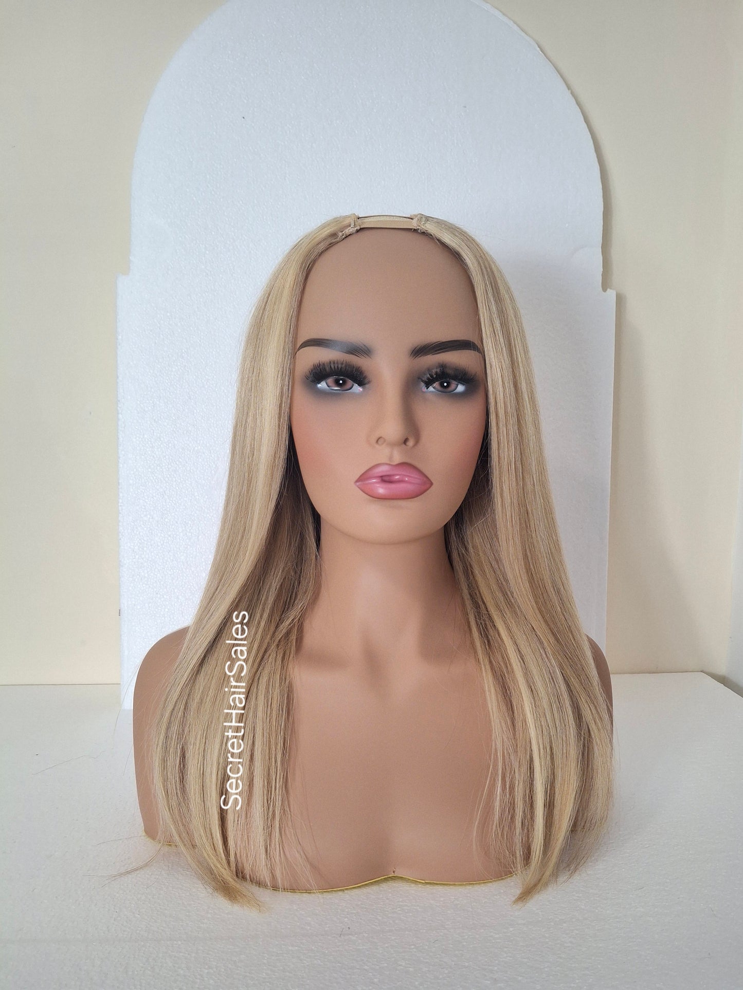 Grace U part wig, 100% human Remy hair, fashion, quick and easy fashion wig, ash blonde and light blonde