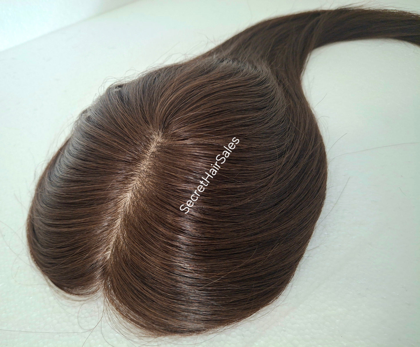 Bella lace front silk and weft base topper, 100% human hair, 6x7inch base, 16inches long, Americano