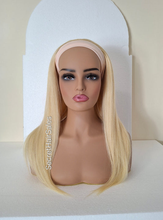 Vibe headband wig, 100% human Remy hair, fashion, quick and easy fashion wig, light blonde