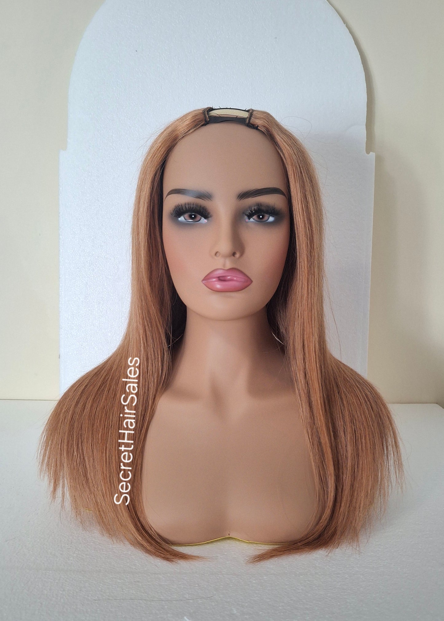 Grace U part wig, 100% human Remy hair, fashion, quick and easy fashion wig, light auburn