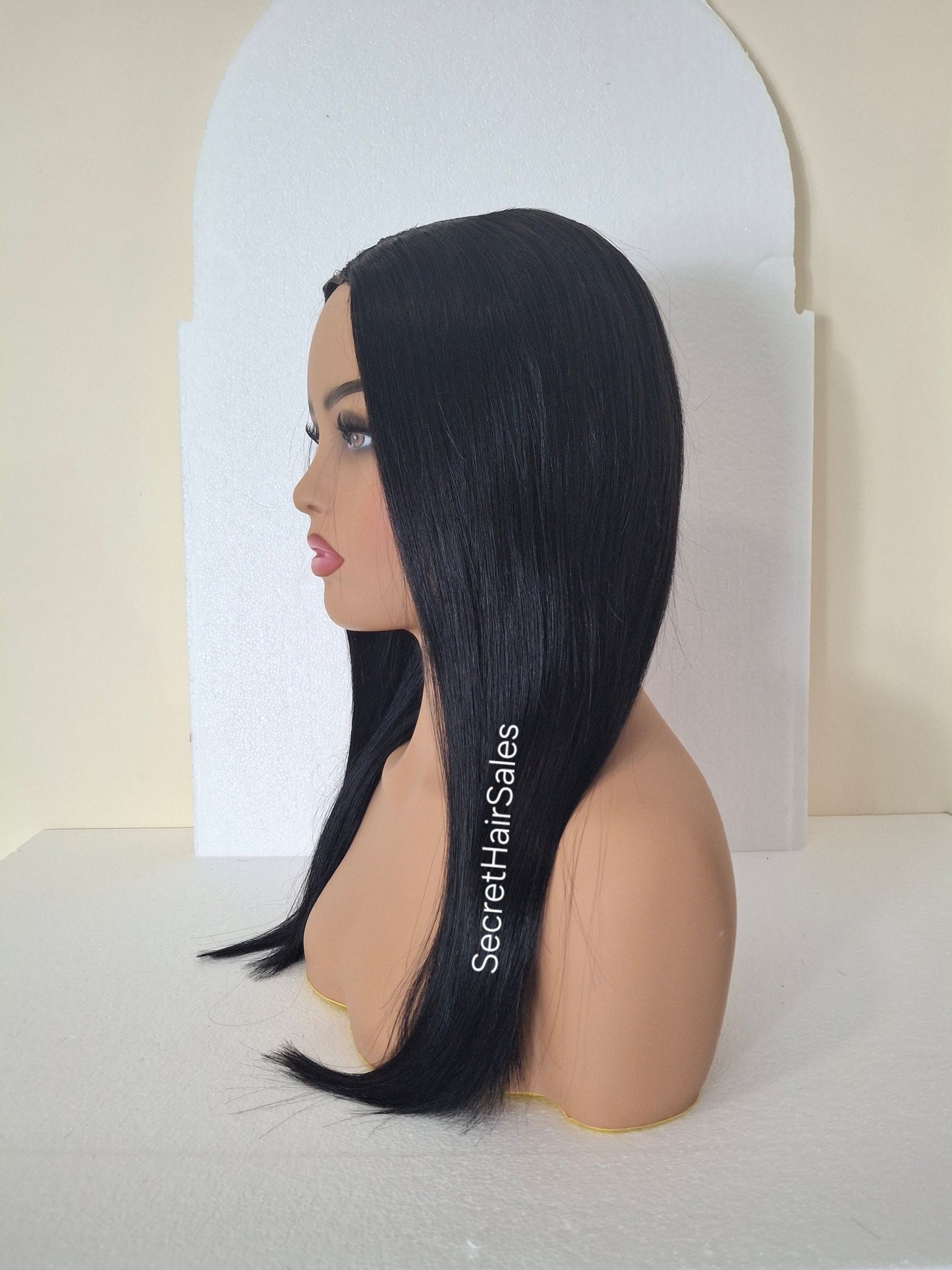 Grace U part wig, 100% human Remy hair, fashion, quick and easy fashion wig, deep black