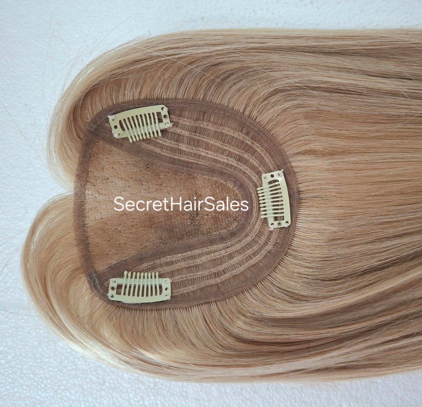 Betty lace and weft mini topper, 100% human hair, lightweight and breathable, great for beginners, mixed blonde