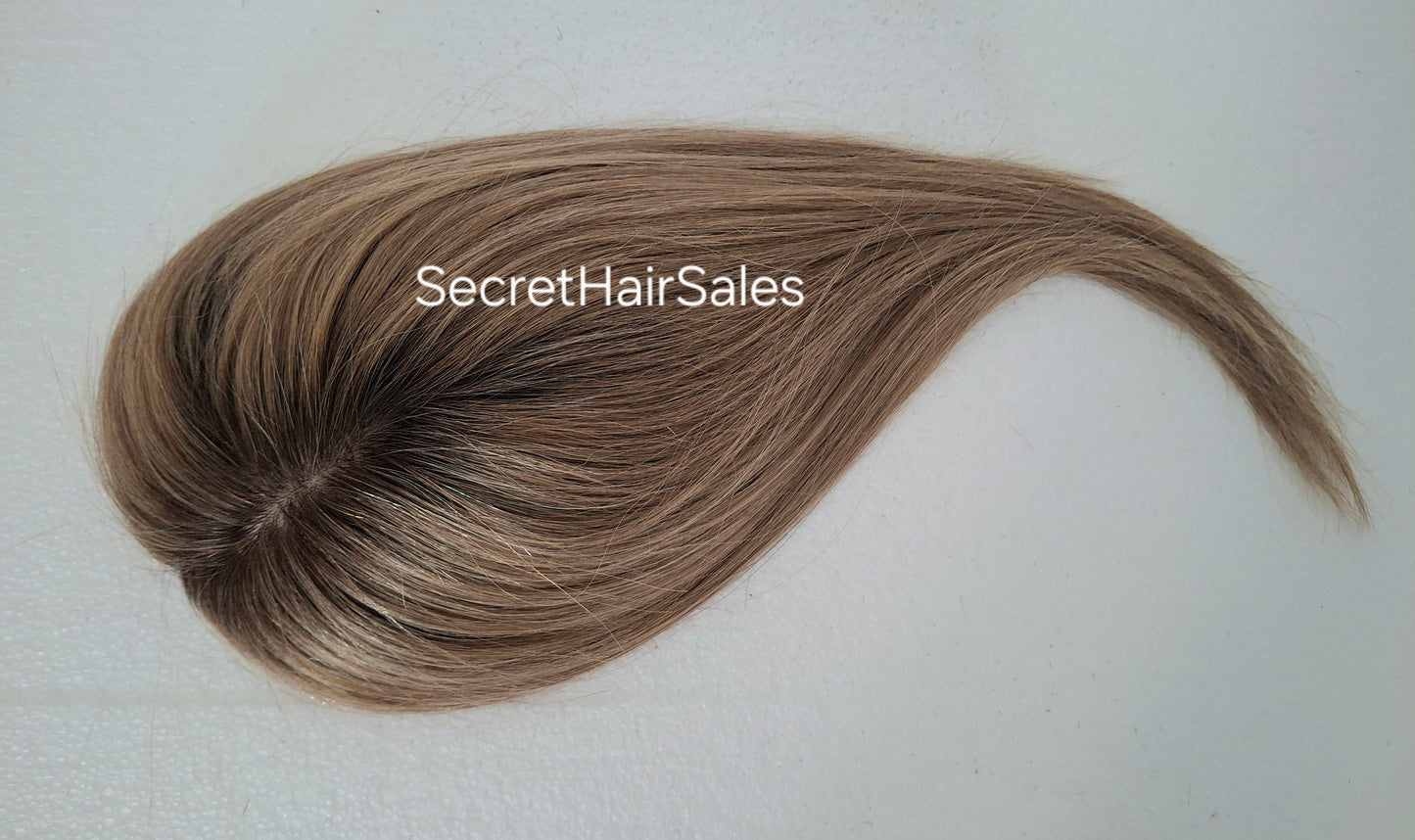 Mila silk topper, 100% human hair, 5x6 inch base, golden syrup 12 inch