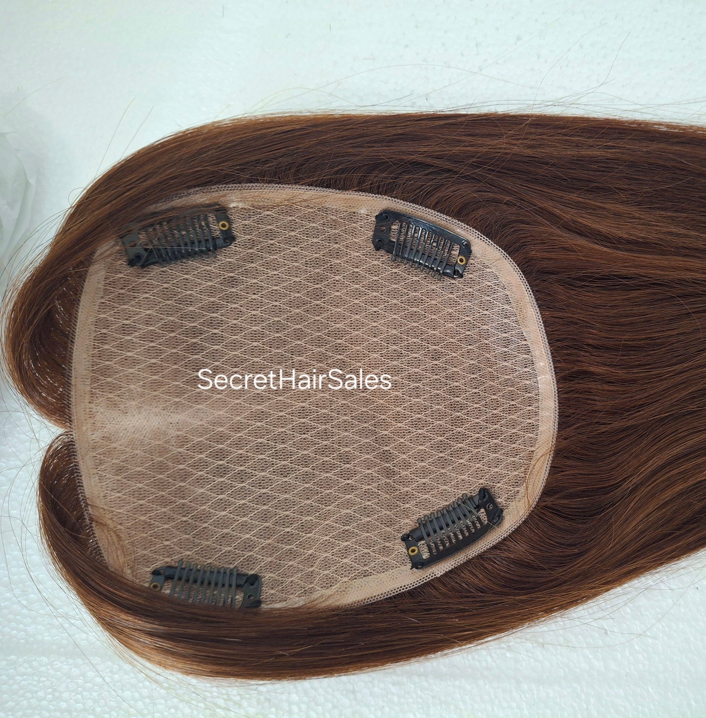 Mila silk topper, 100% human hair, 5.5x6 inch base,  auburn, 14 inches