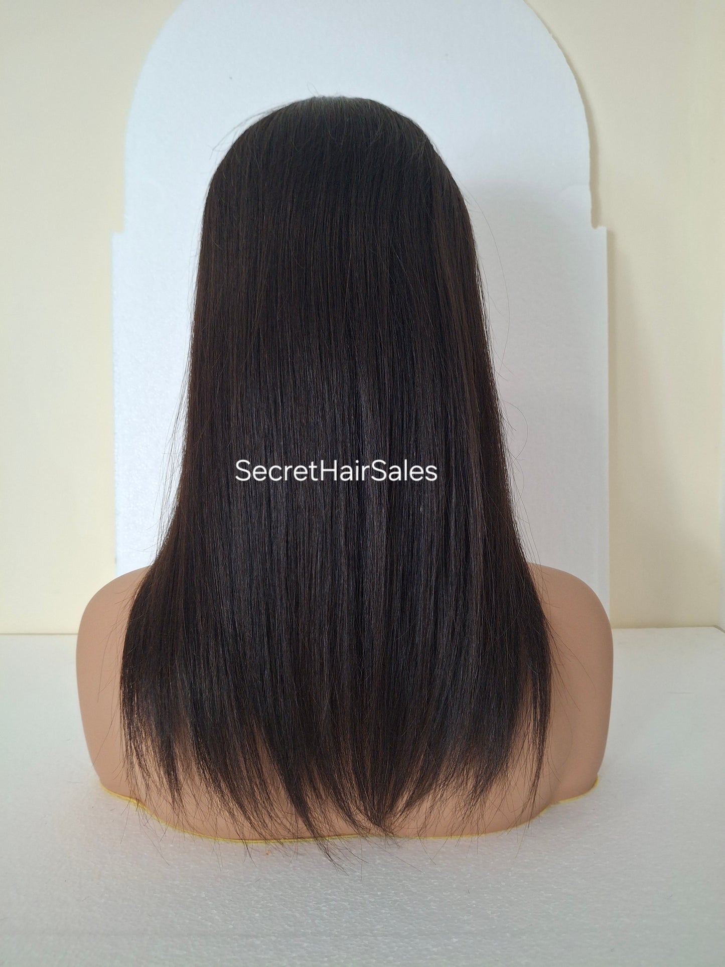 Bella lace front silk and weft base topper, 100% human hair, 6x7inch base, 16inches long, soft black