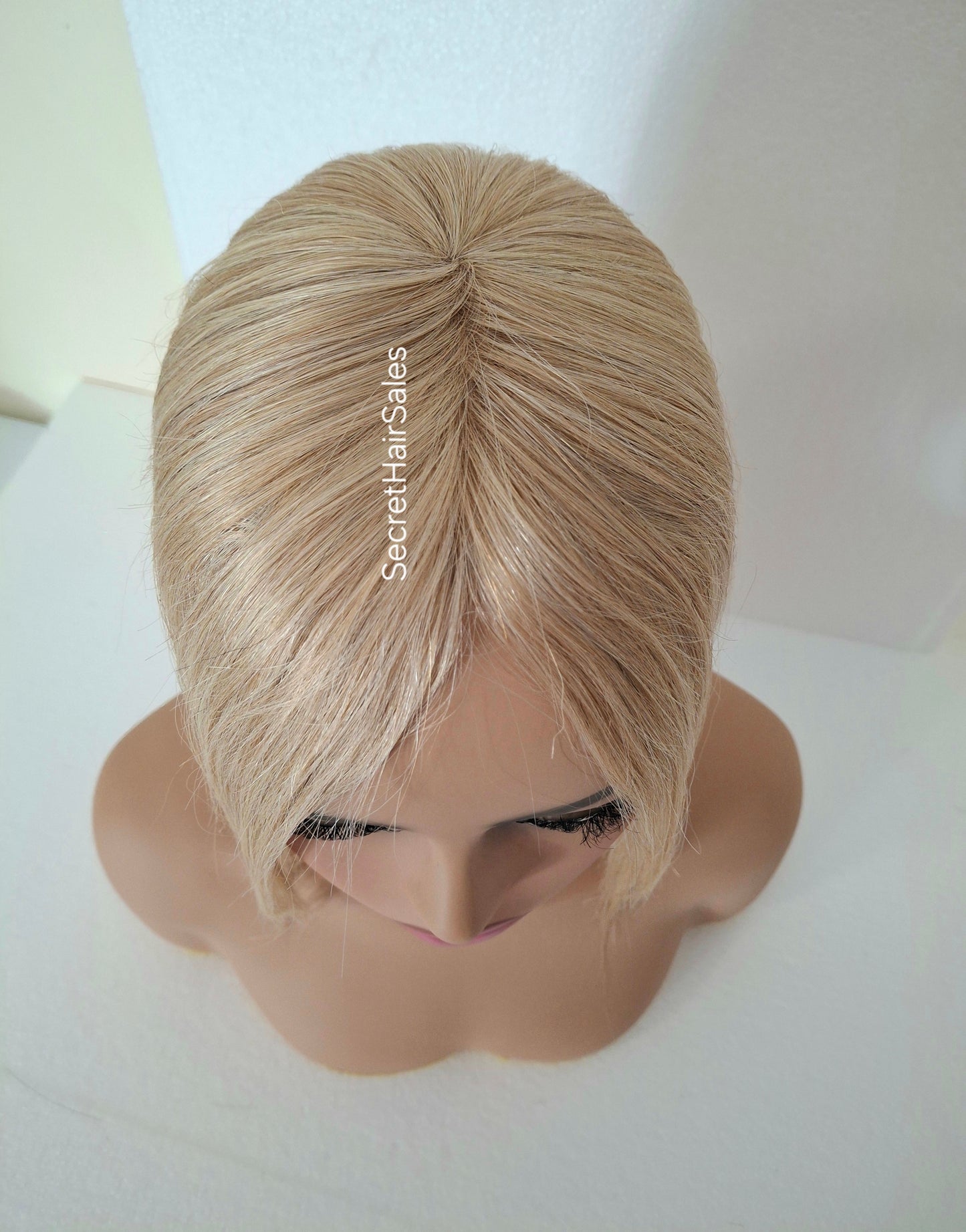 Betty lace and weft mini topper, 100% human hair, lightweight and breathable, great for beginners, mixed blonde