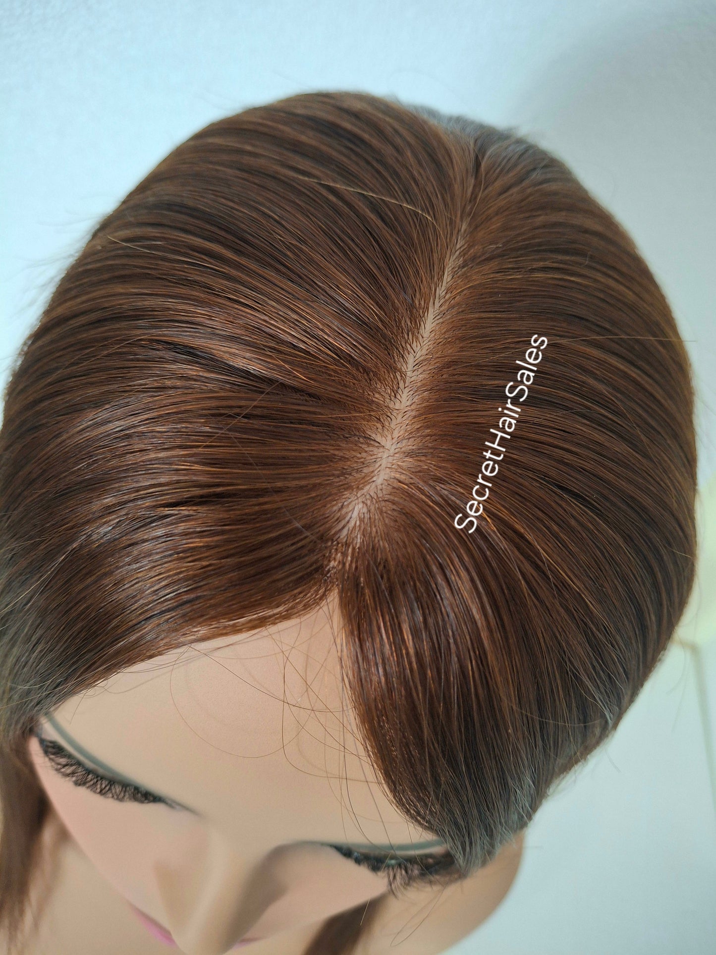 Mila silk topper, 100% human hair, 5.5x6 inch base,  auburn, 14 inches