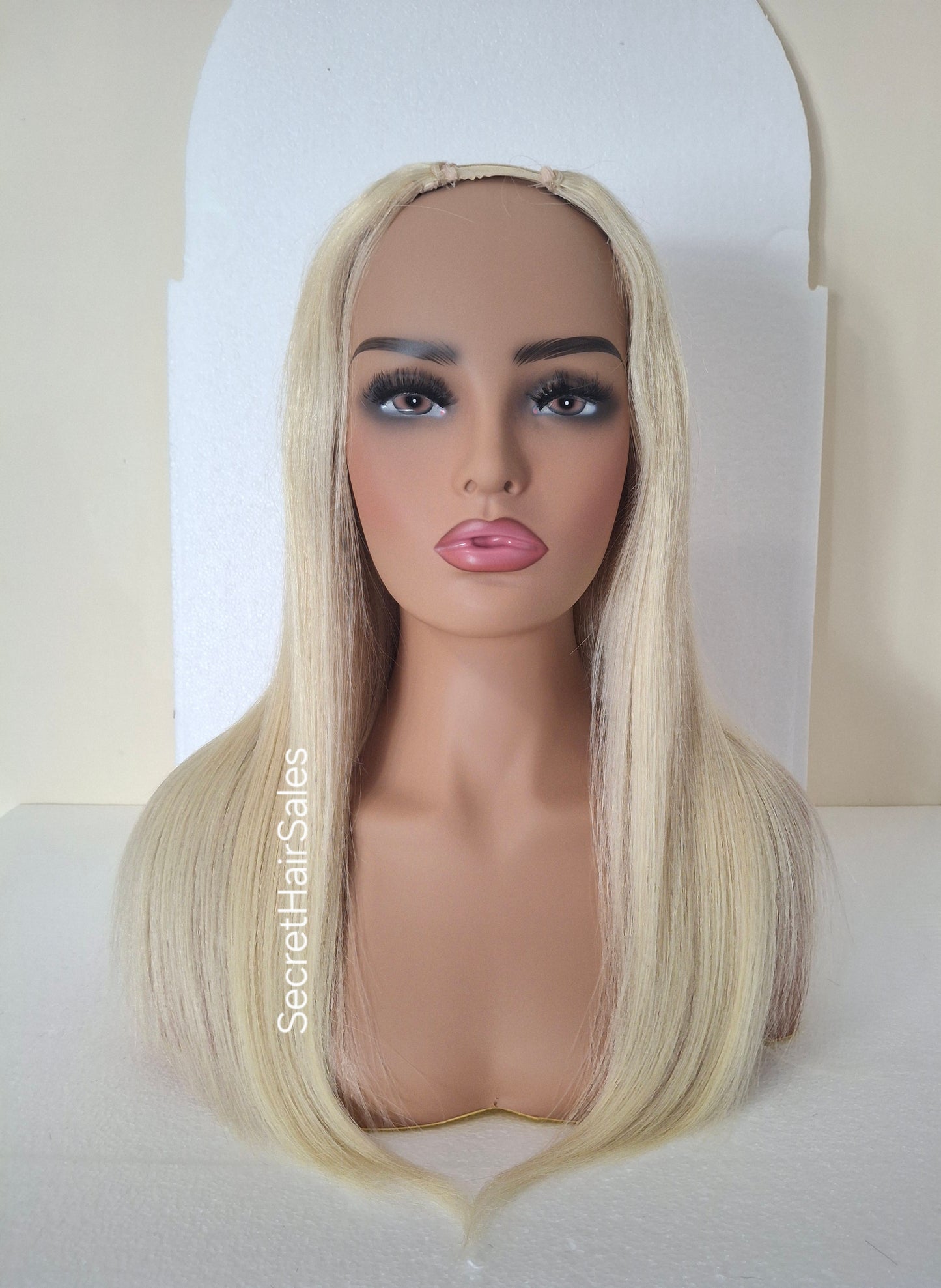 Grace U part wig, 100% human Remy hair, fashion, quick and easy fashion wig, lightest blonde