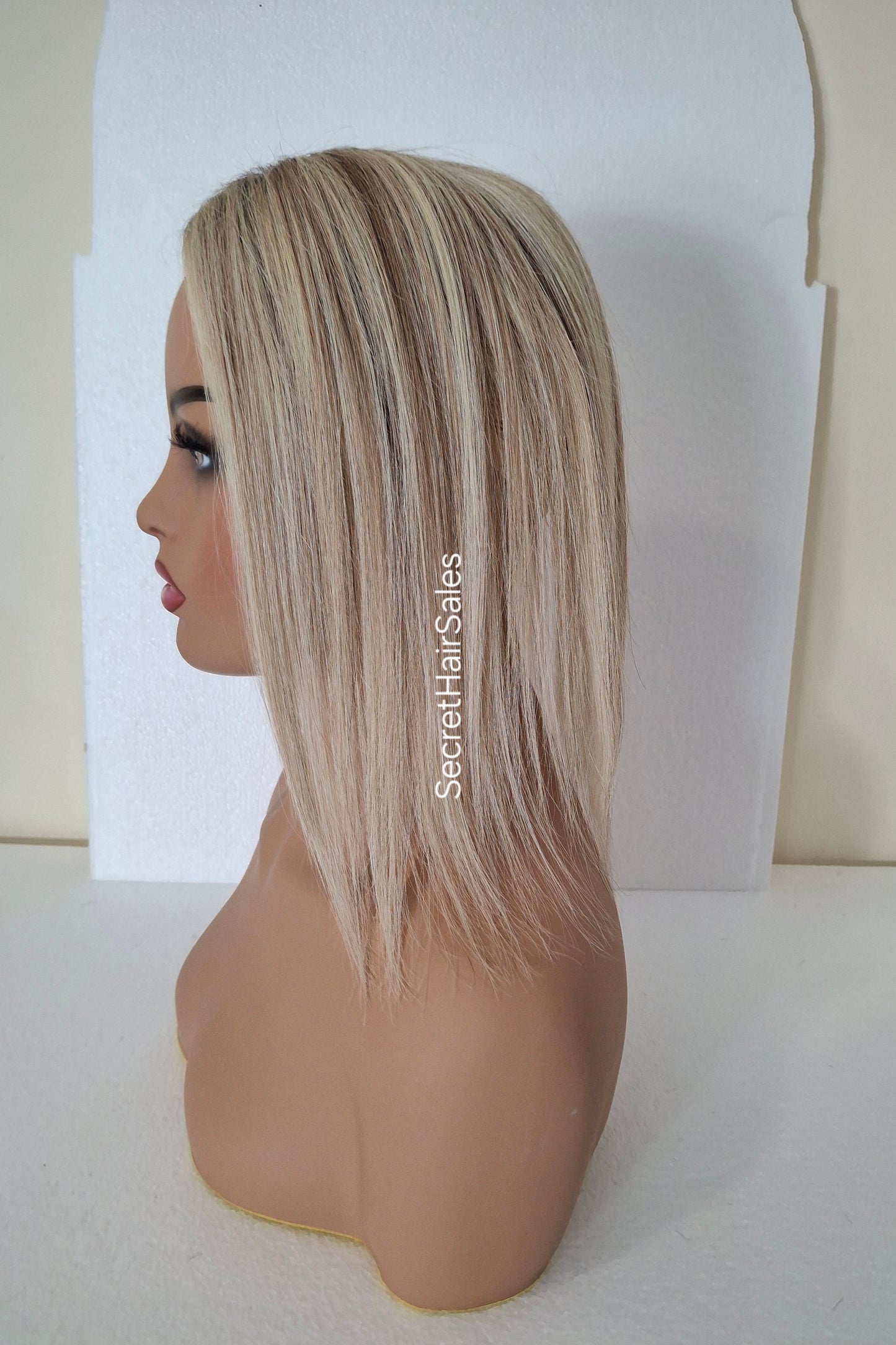 Mila silk topper, 100% human hair, 5x6 inch base, cookies and cream 12 inch